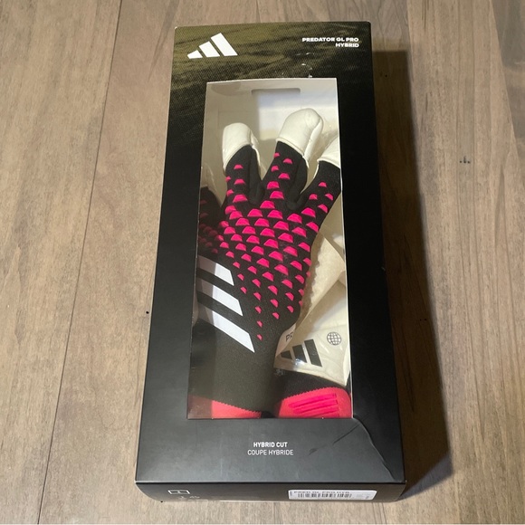 NWT! Adidas HN3341 Predator GL Pro Hybrid Cut Goalkeeper Gloves Black Pink Sz 7 - Picture 2 of 7
